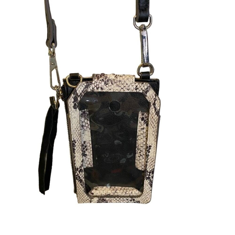 AIMEE KESTENBERG CROSSBODY CELL PHONE PURSE LEATHER, CLEAR POCKET